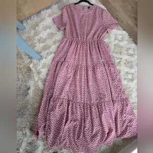 Pink and White Floral Dress